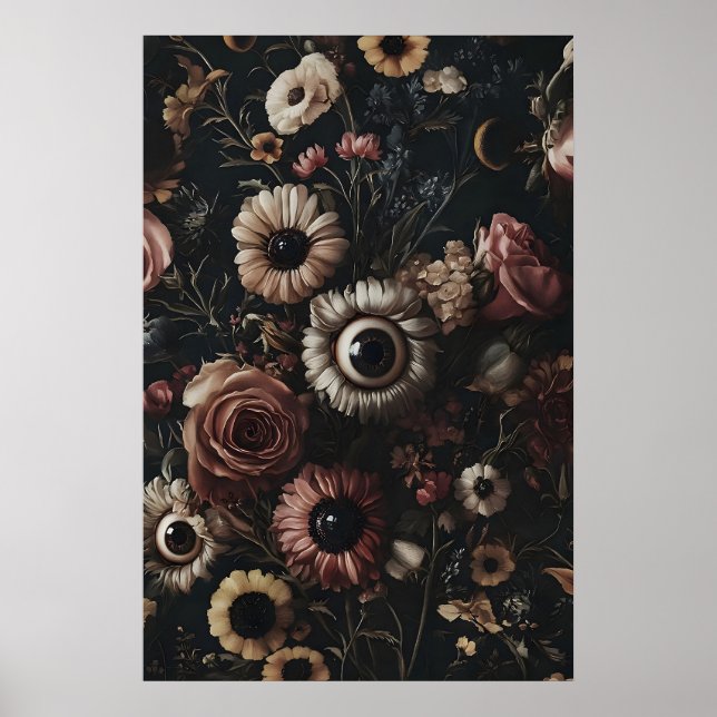 Fleurs sombres lunatiques avec impression d'yeux,  (Devant)