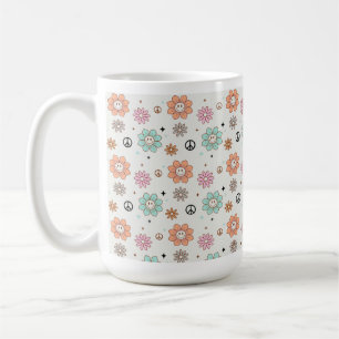 Fleurs Super rétro & Signes de paix Café Mug