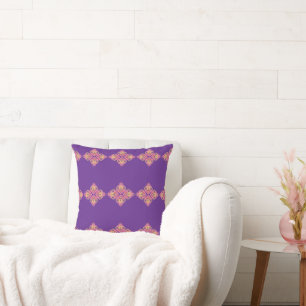 Fleurs sur Coussin de Jet Violet