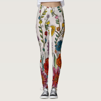 Fleurs sur Leggings blancs