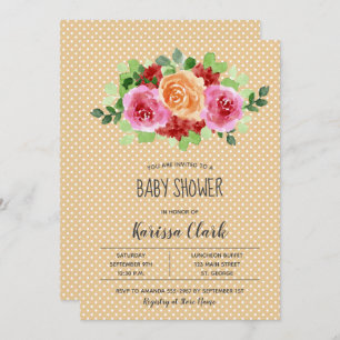 Fleurs sur Peach Unisex Invitations Baby showers