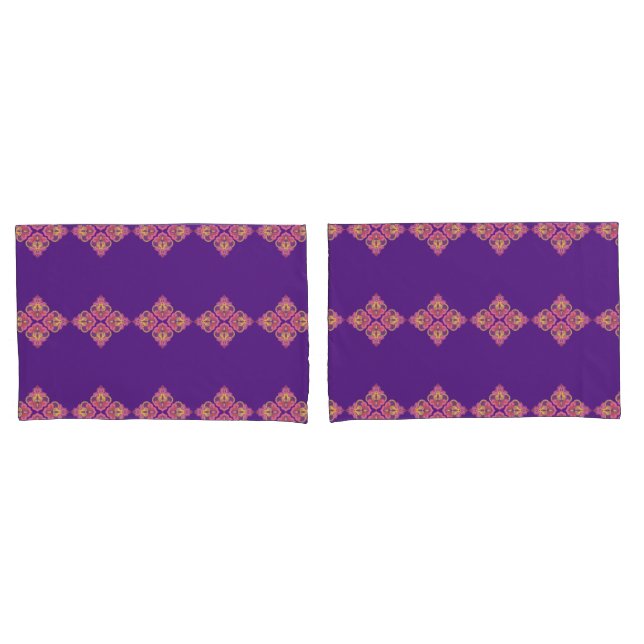 Fleurs sur taie d'oreiller violette (devant-Set)