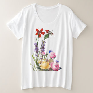 FLEURS T-shirt DE TAILLE DE COTON PLUS