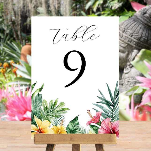 Fleurs tropicales à l'aquarelle numéro de table de (Watercolor Tropical Flowers Greenery Table Number)