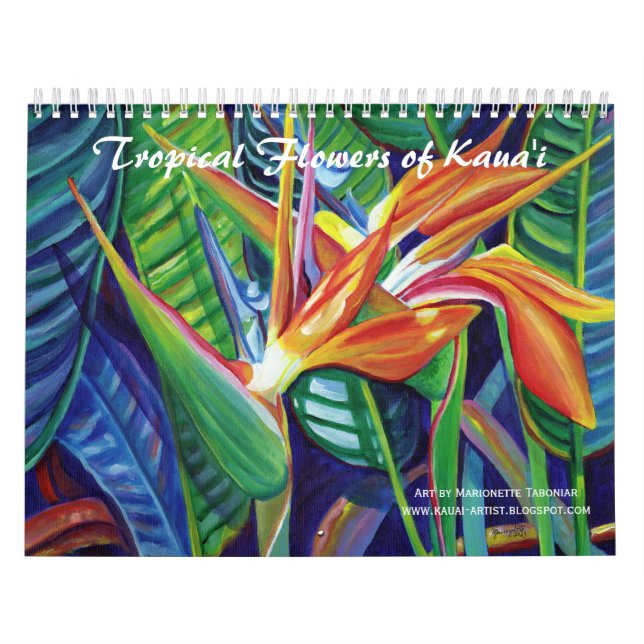 Fleurs tropicales du calendrier de Kauai Hawaii (Protection)