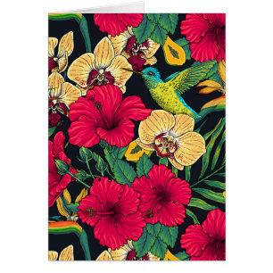 Fleurs tropicales et colibri - Botanica d'été