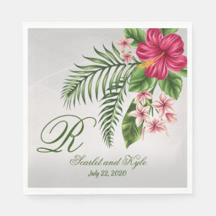 Fleurs tropicales et serviettes en papier Mariage 