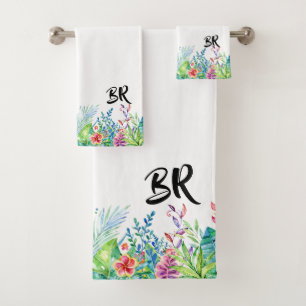 Fleurs tropicales et typographie colorées Monogram