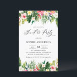 Fleurs tropicales et verdure Invitation d'annivers<br><div class="desc">Célébrez votre joie à venir grâce à cette invitation sucrée 16 fêtes merveilleusement personnalisable, avec un thème tropical vibrant. Doté de guirlandes d'aquarelles de plumeria, d'hibiscus et d'autres fleurs exotiques, cet élégant carton est encadré de verdure tropicale, y compris des feuilles de palmiers et des feuilles de bananes. Il est...</div>