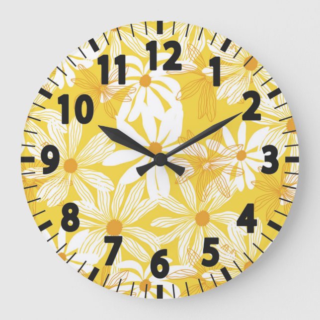Fleurs Tropicales Jaunes Grande Horloge (Recto)
