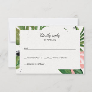 Fleurs tropicales mariage simple RSVP