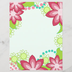 Fleurs tropicales Papier à lettres en corail ros