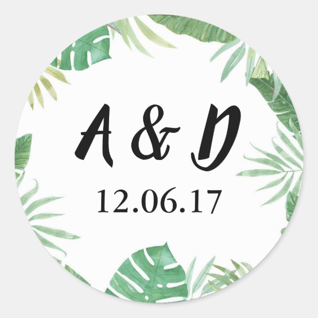 Fleurs tropicales Stickers Rustiques Palm Leave Ét (Devant)