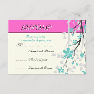 Fleurs turquoise, rose chaud mariage carte RSVP