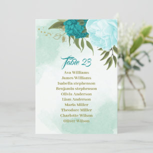 fleurs turquoise vert feuille carte de siège