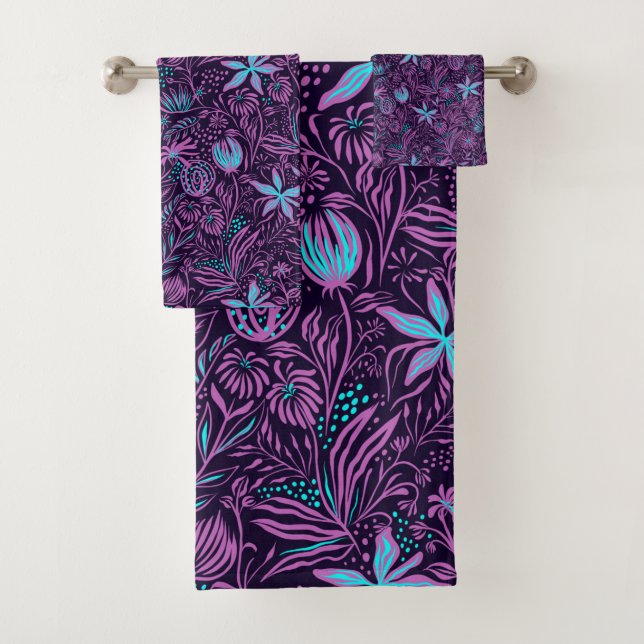 Fleurs Turquoises et violettes tropicales Design f (En situation)