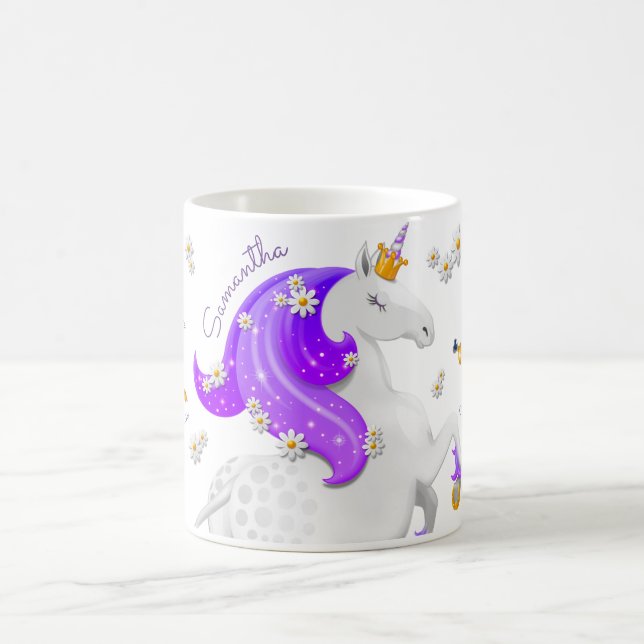 Fleurs Unicorne violette et une Mug Couronne dorée (Centre)