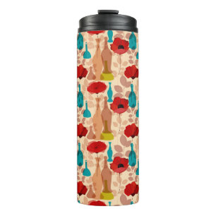 Fleurs, vases et bouteilles motif