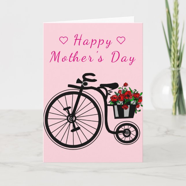 Fleurs Vélo Carte Fête des Mères (Devant)