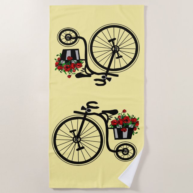 Fleurs Vélo Serviette de plage - Votre couleur (Devant)