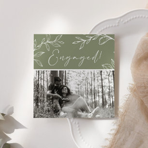 Fleurs Vert Sauge Boho Ajouter une photo Engagemen
