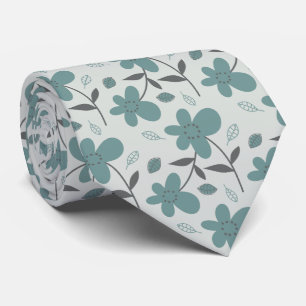 Fleurs vertes dessinées à la main Design cravate