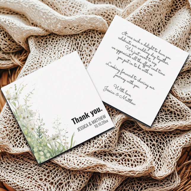 Fleurs vertes Dusty Sage Carte de remerciements Ma (Créateur téléchargé)