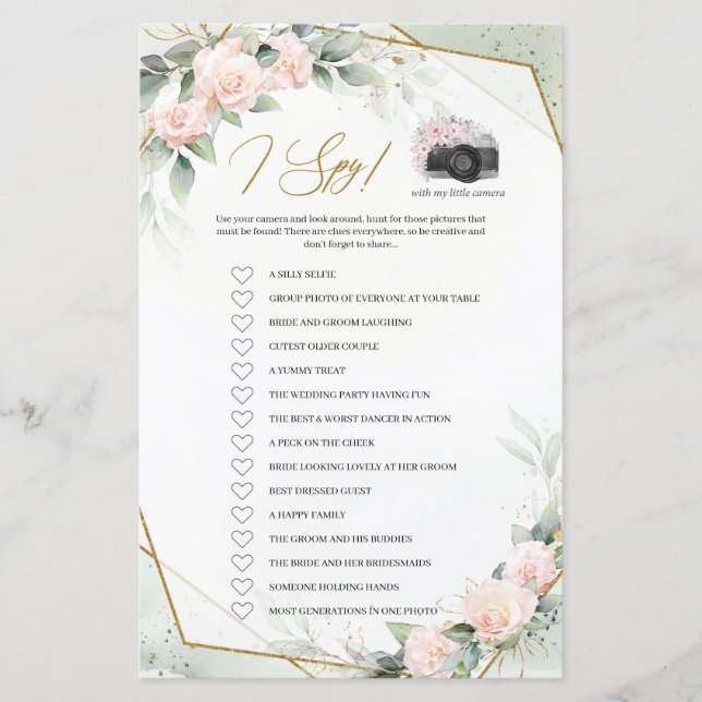 Fleurs vertes et dorées I Spy jeu (Devant)