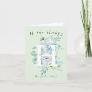Fleurs vertes H pour Bonne Carte d'anniversaire 2