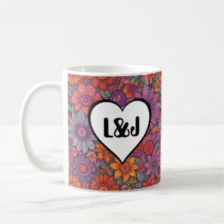 Fleurs vibrantes Initiales personnalisées à la Mug