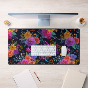 Fleurs vibrantes sur Black Elegant Floral Vintage