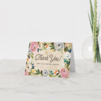Fleurs Vintage | Carte de Remerciement pour Enterr