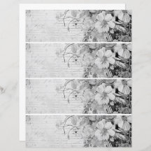 Fleurs Vintage Collage 1 noir et blanc