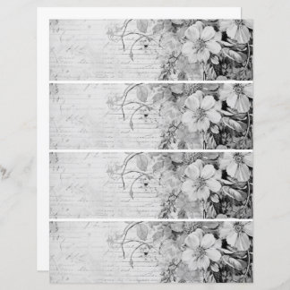 Fleurs Vintage Collage 1 noir et blanc