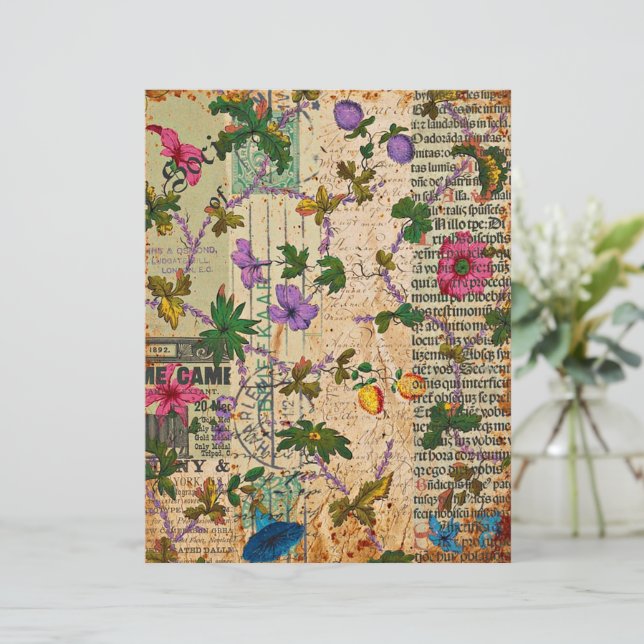 Fleurs vintage sur journal (Debout devant)