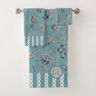 Fleurs vintages à lessive à la glycine Monogramme