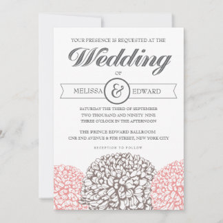 Fleurs vintages Beige + Faire-part de mariage rose