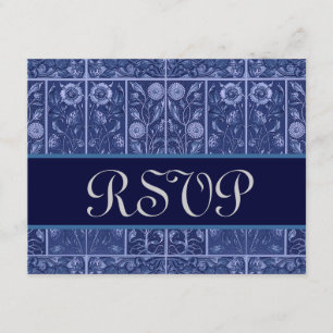 Fleurs Vintages bleu et minuit Mariage RSVP
