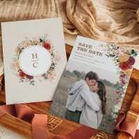 Fleurs vintages de Bohême Photo Enregistrer la dat