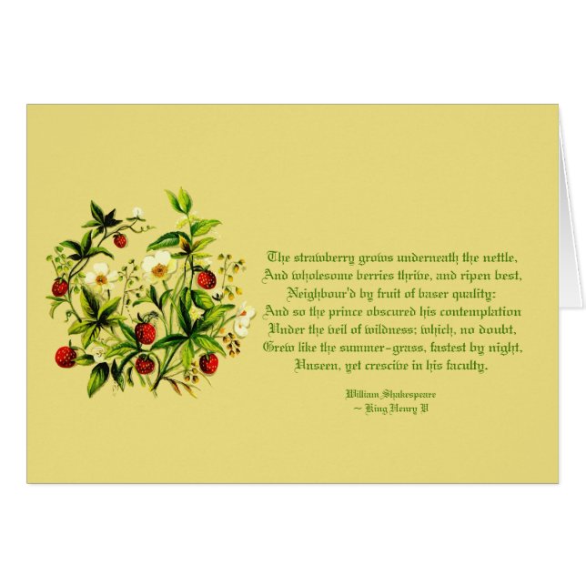 Fleurs vintages de carte de fraises de Shakespeare (Devant horizontal)