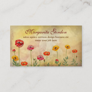 Fleurs vintages et colorées cartes de visite