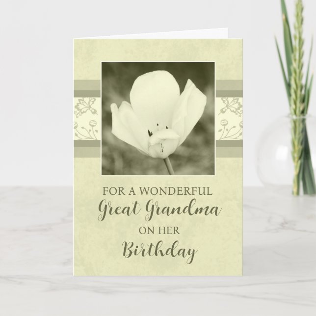 Fleurs vintages Grande carte d'anniversaire de gra (Devant)