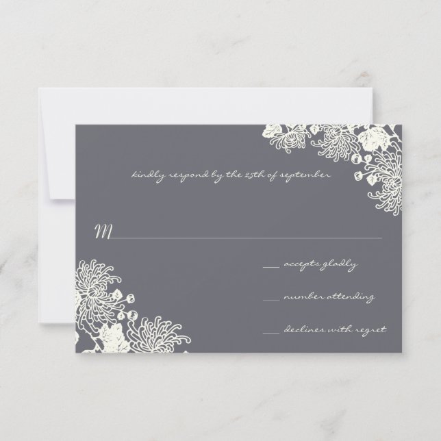 Fleurs vintages Mariage gris Chacoal RSVP (Devant)