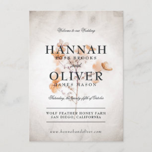 Fleurs vintages Menu Mariage