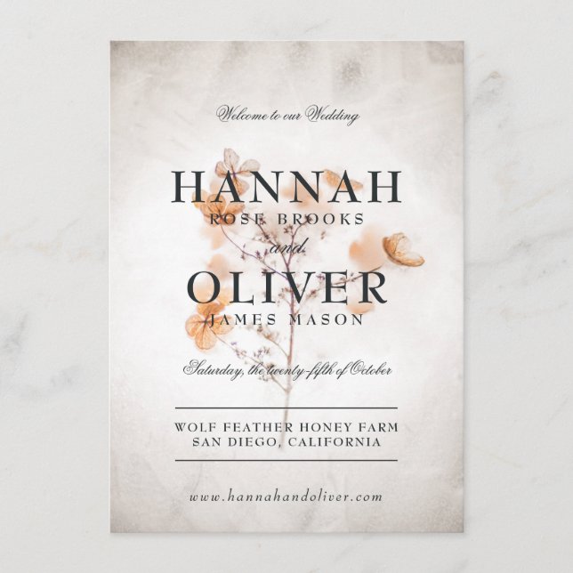 Fleurs vintages | Menu Mariage (Devant)