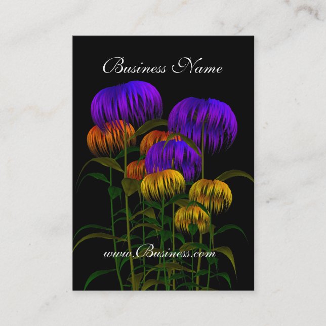 Fleurs Vintages noires jaunes cartes de visite (Devant)