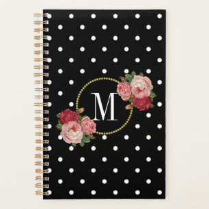 Fleurs Vintages Noires Noir Stylisées Points Mono