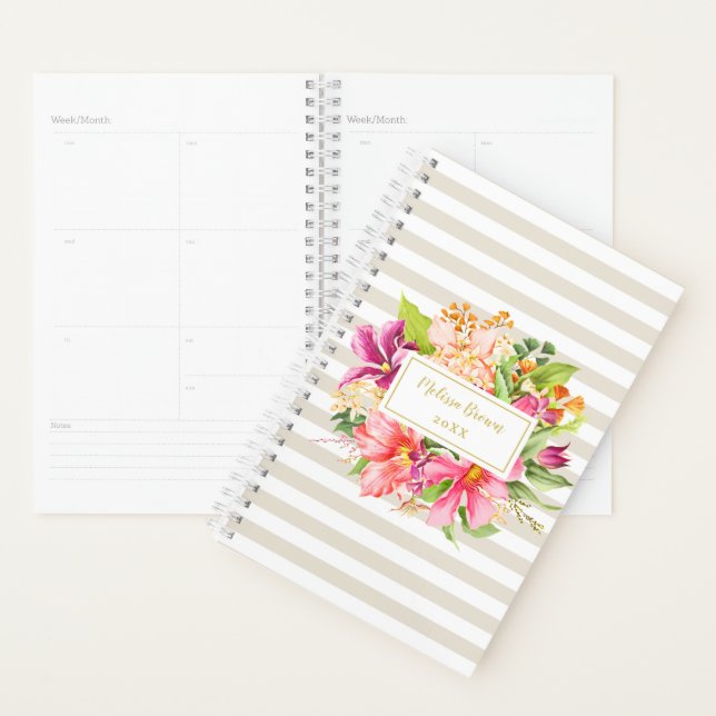 Fleurs vintages Pink Pastel Beige Élégant Planific (Devant avec enveloppe)