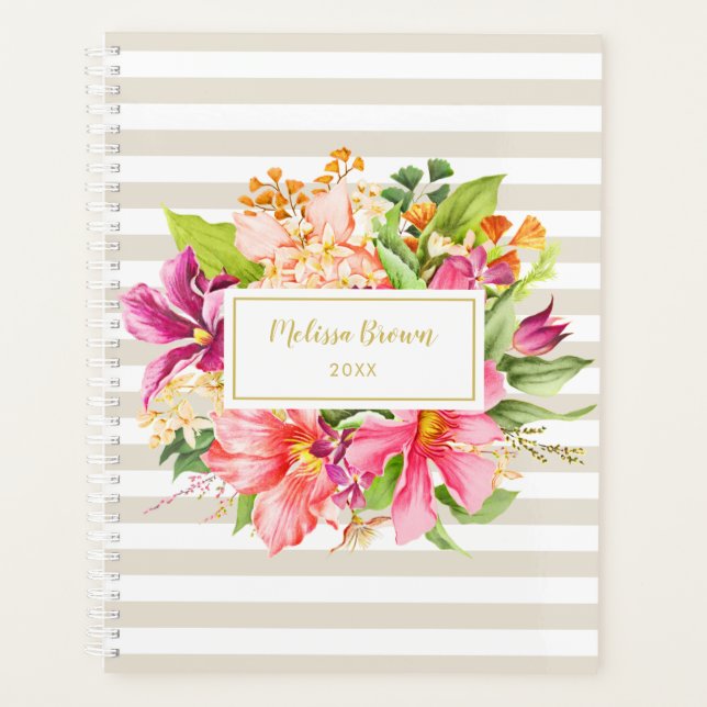 Fleurs vintages Pink Pastel Chic Élégant Planifica (Devant)