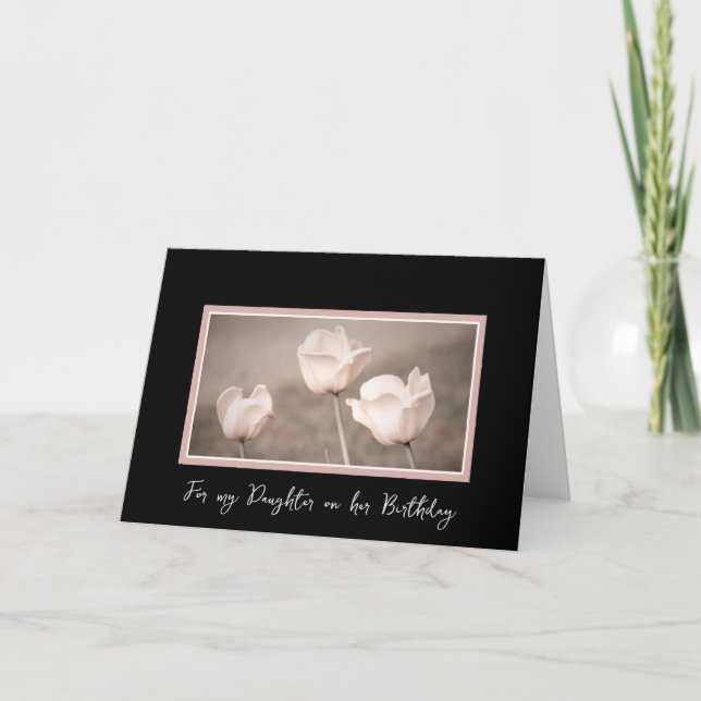 Fleurs Vintages roses Carte d'anniversaire fille (Devant)